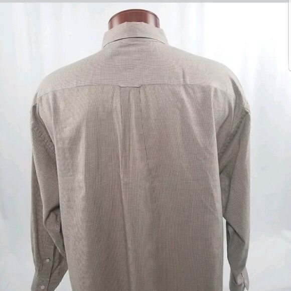 Vintage Tommy Hilfiger Mens Size 16.5 Long Sleeve Tan Plaid Button Front Shirt - Picture 5 of 8